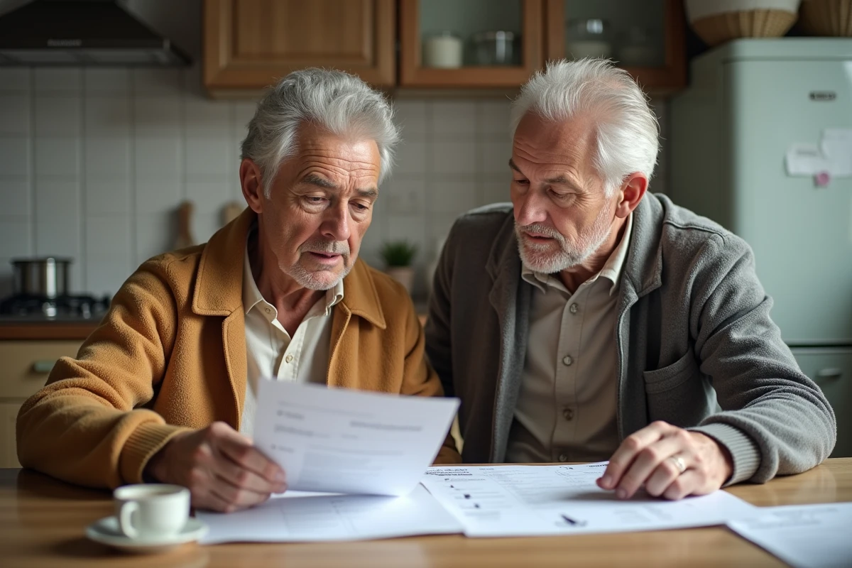 Couple préparant les documents nécessaires pour une aide financière communale de 300 euros