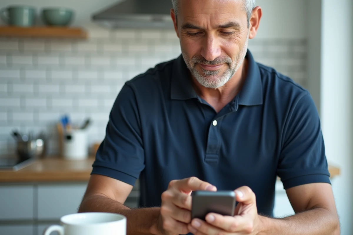 Homme utilisant son smartphone pour accéder aux paramètres de son compte Le Bon Coin en vue de le supprimer